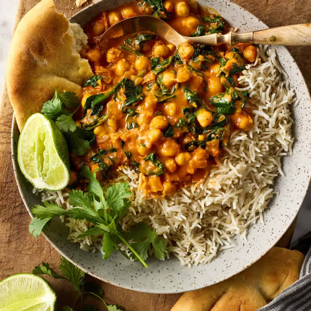Chickpea curry with rice