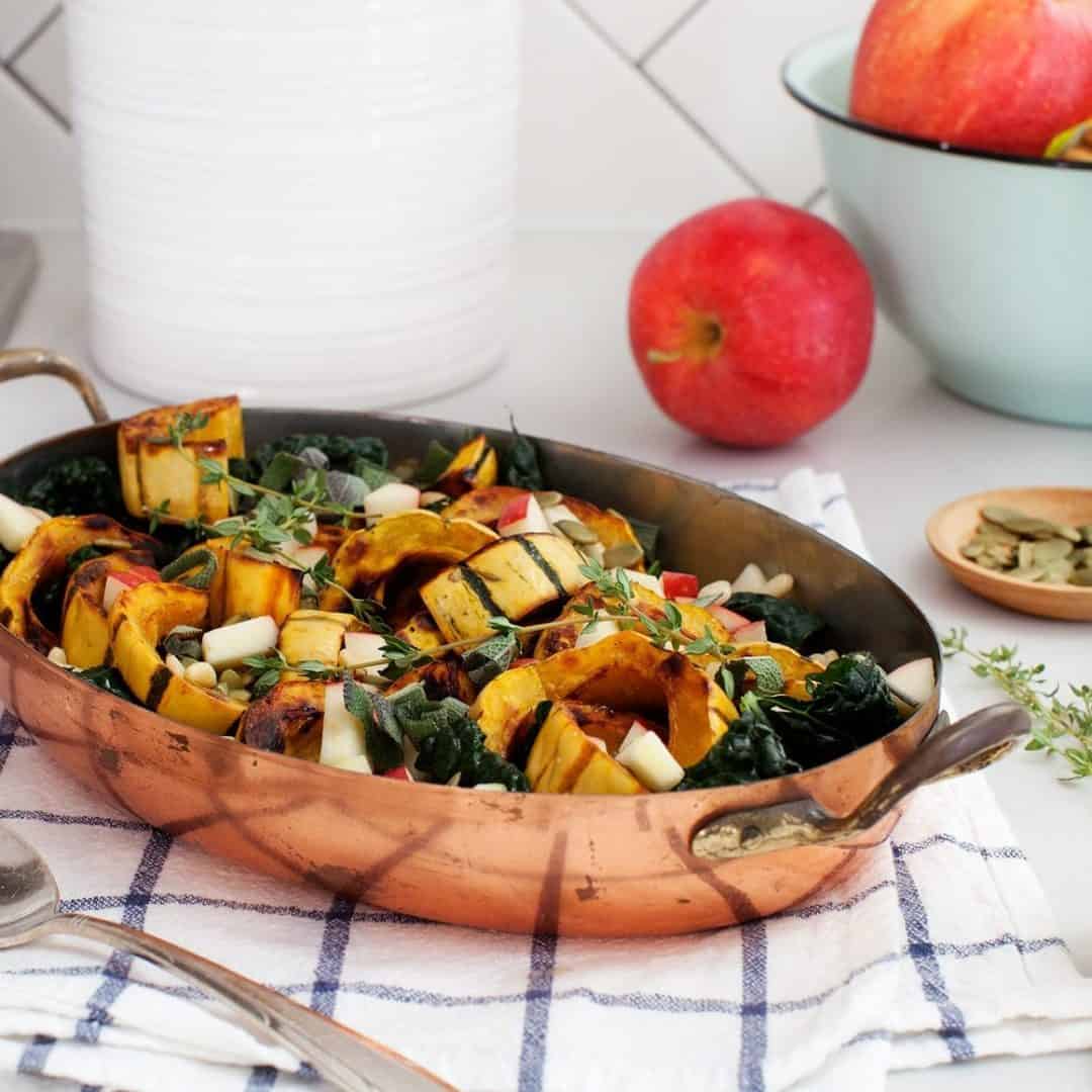 Roasted delicata squash with apples and sage