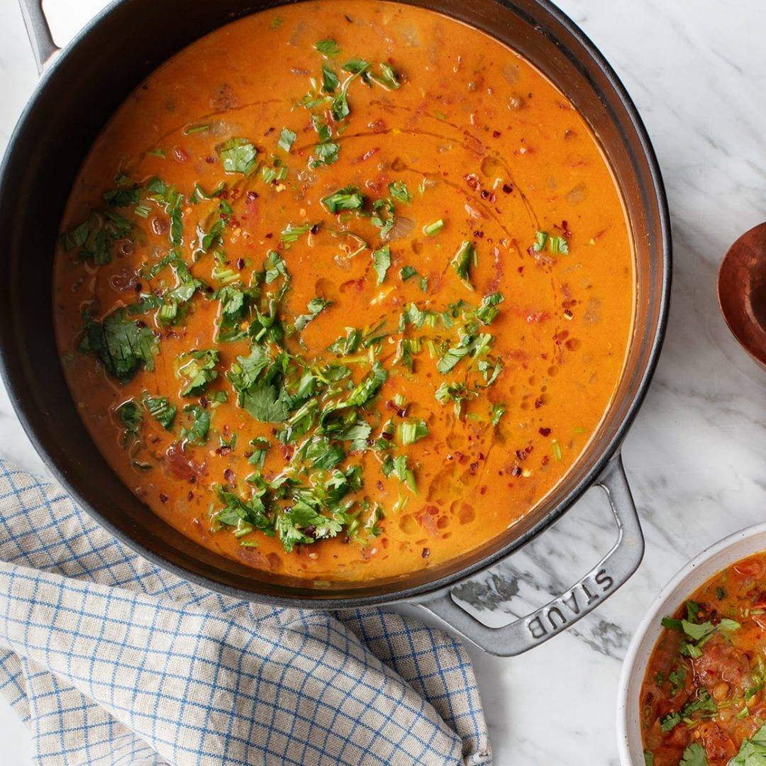 Pot of lentil soup