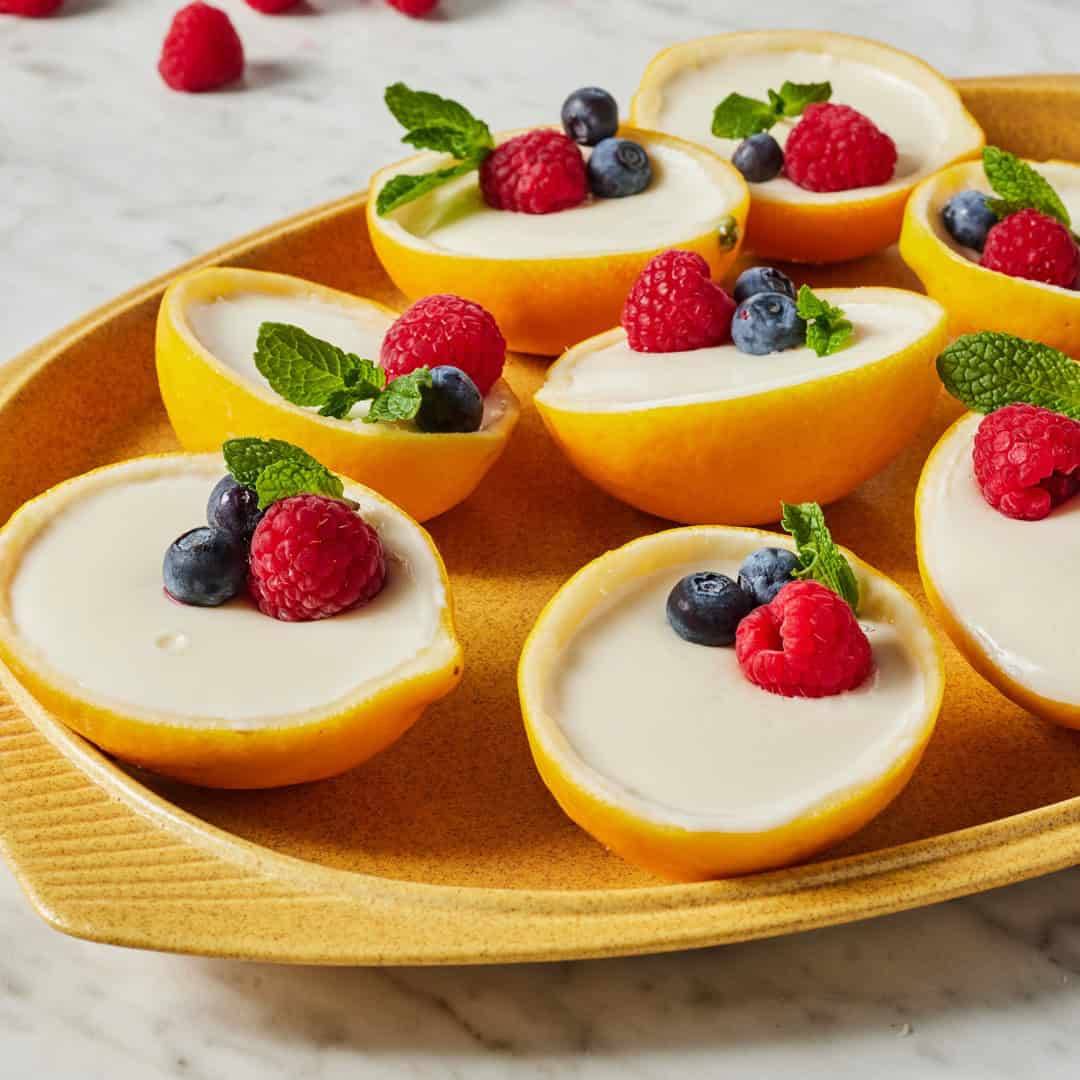 Lemon posset with fresh berries