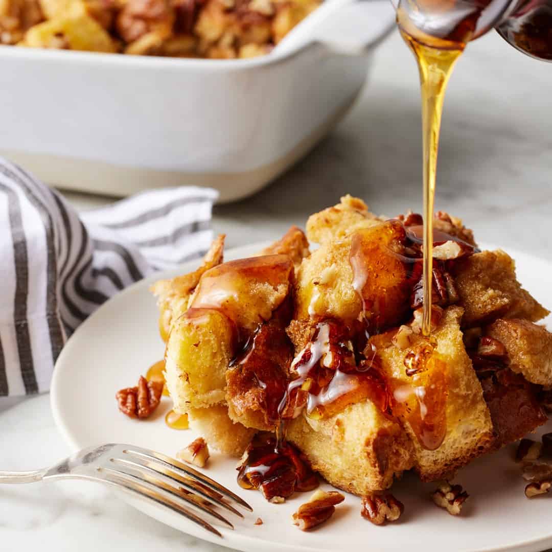 French toast casserole with maple syrup