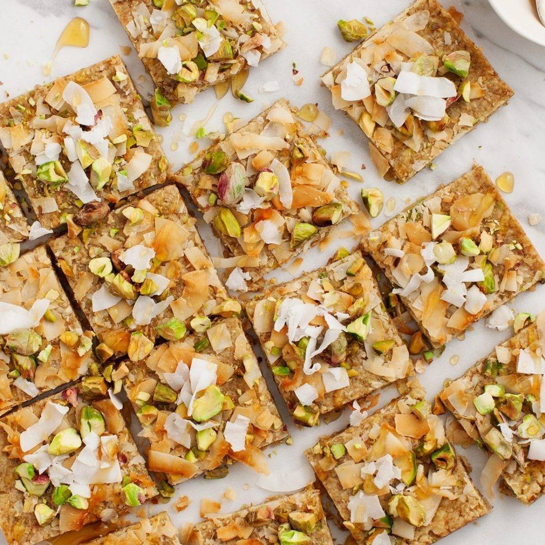 Pistachio oat squares
