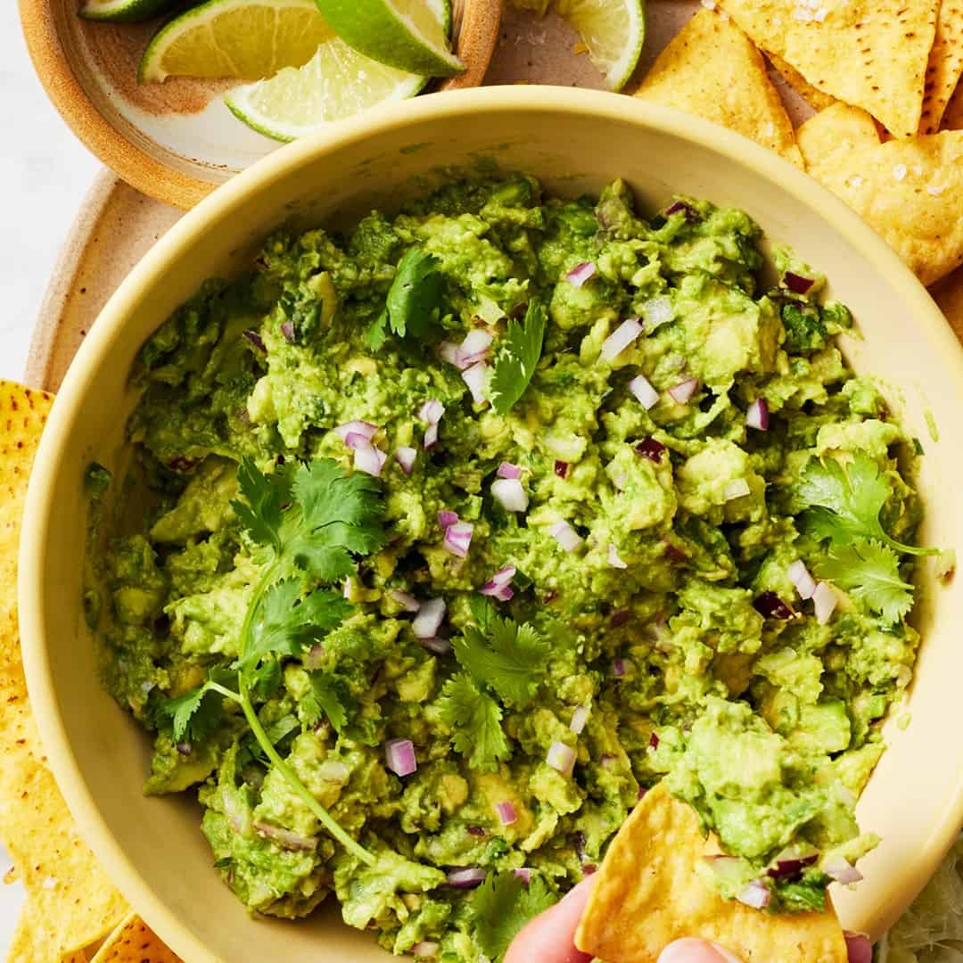 Bowl of homemade guacamole