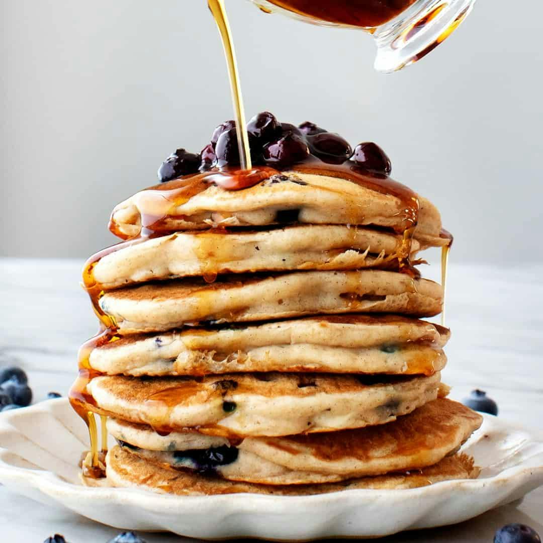 Stack of blueberry pancakes