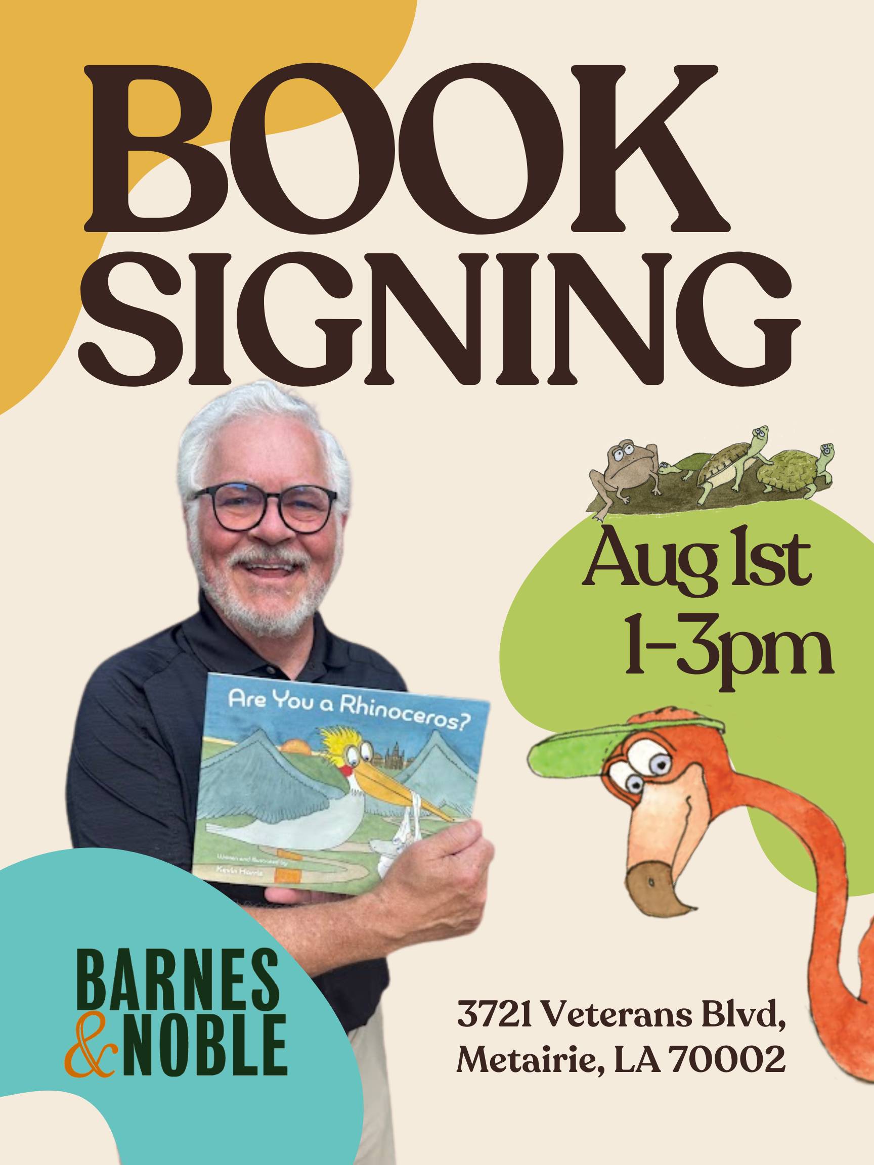 Kevin Harris book signing poster — Barnes and Noble, Metairie, August 1
