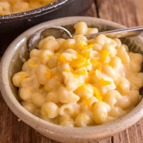 Homemade Macaroni and Cheese in a bowl.