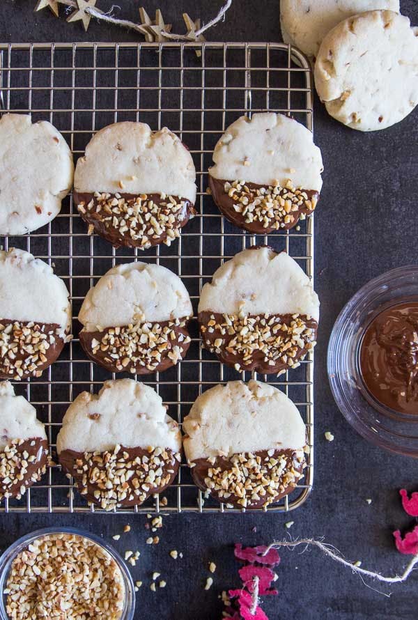 Chocolate Hazelnut Shortbread Cookies