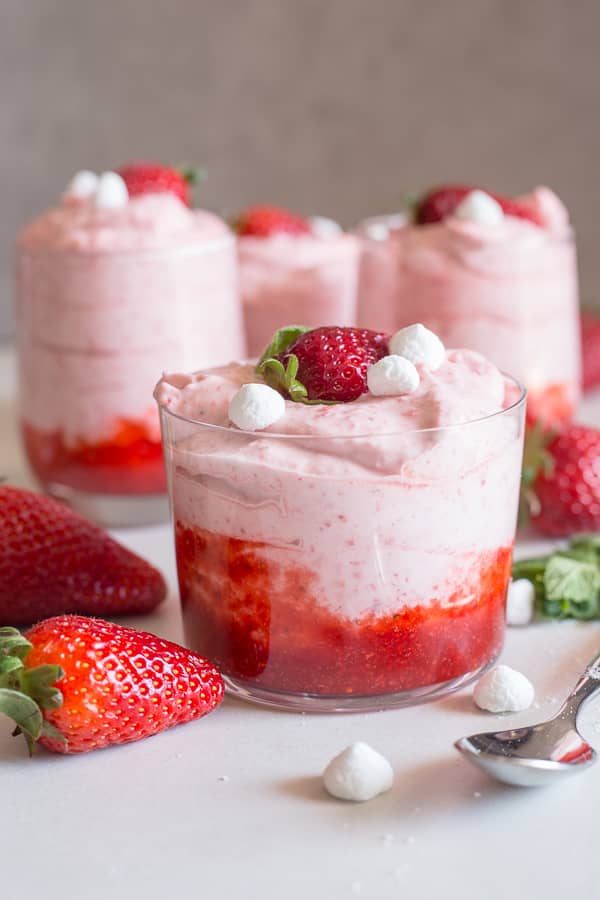 Easy Strawberry Mousse in a glass.
