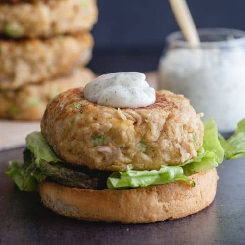 Easy tuna burgers on a bun.