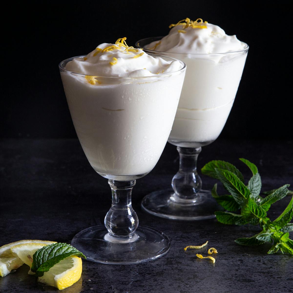 2 glasses of limoncino in glasses.