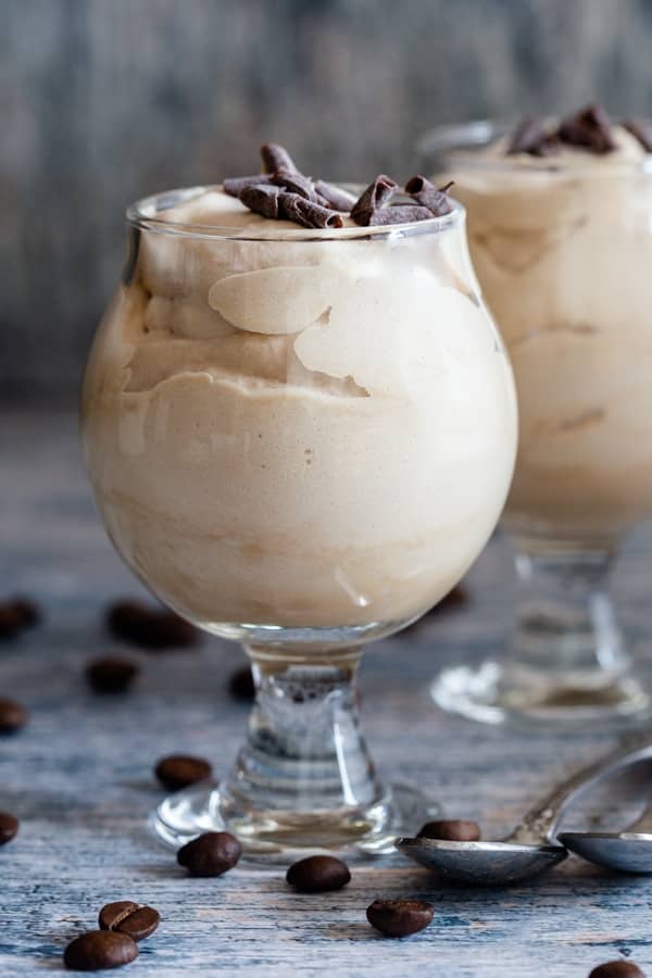 Italian coffee cream in a small glass.