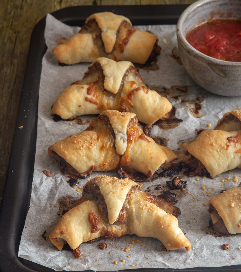 Meatball stuffed crescent rolls