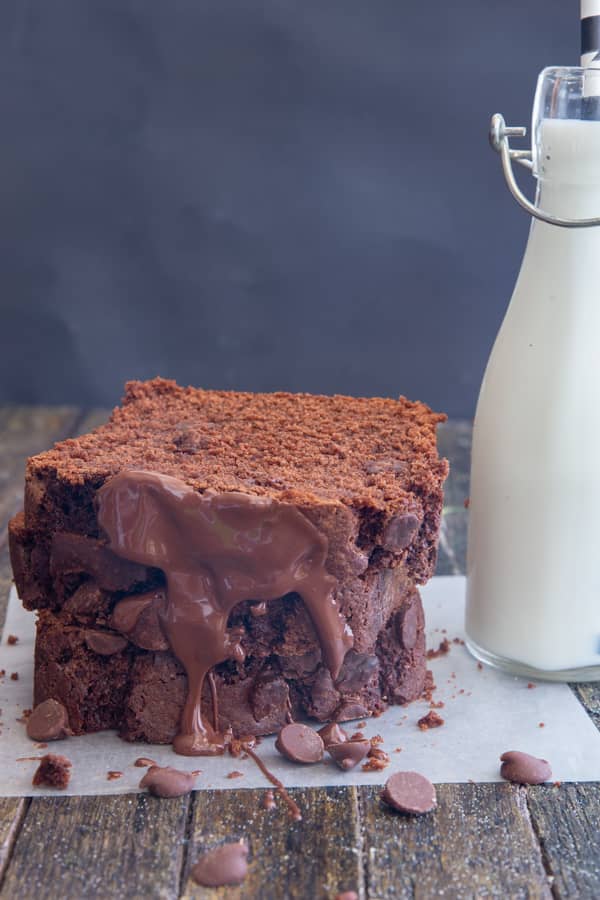 Chocolate bread stacked.