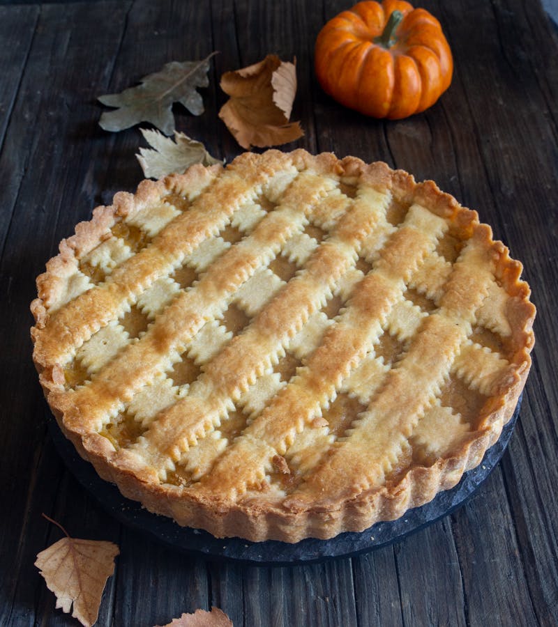 Crostata on a black board.