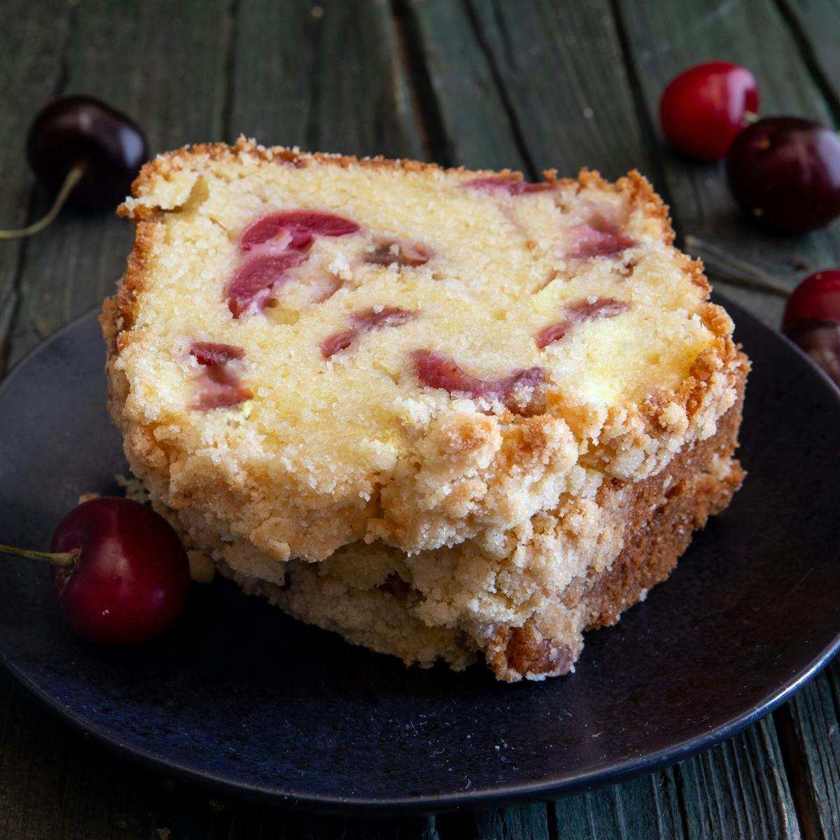 3 slices of cherry bread stacked.