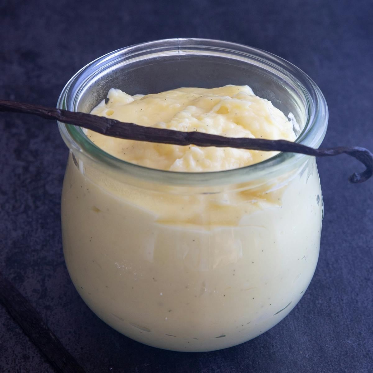 Pastry cream in a jar.