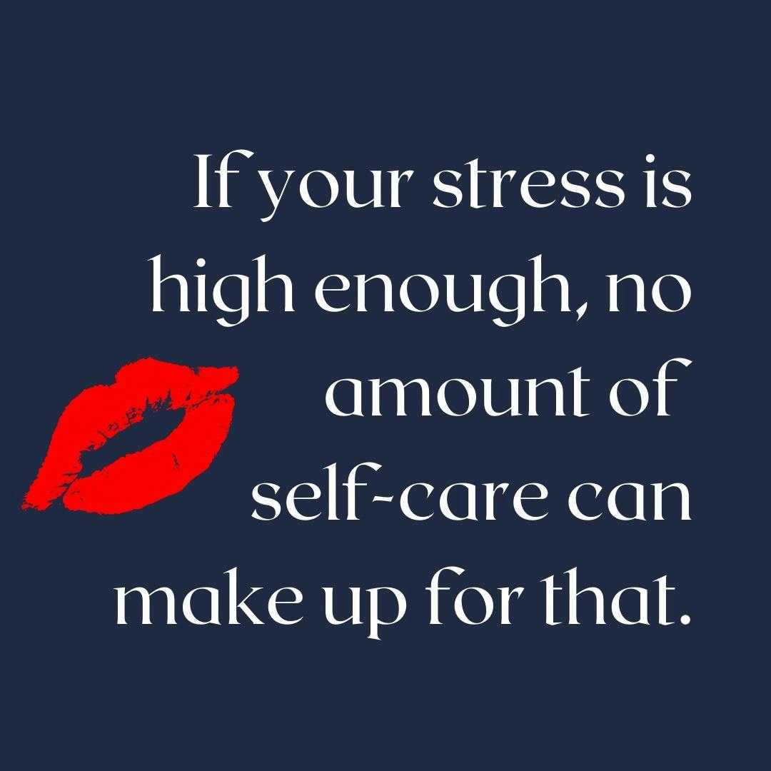 Cue your favorite lipstick 💄.

***If your stress is high enough, no amount of self-care can make up for that.***

Let me clear something up.

STRESS: what your body experiences. It is a reaction from a stressor that affects your energy & your physical, mental & emotional health.

STRESSOR: what causes you stress (ie. someone, a situation)

SELF-CARE: yoga, meditation, nutrition, exercise, sleep, rest & most of what we know as "stress management".

STOP using self-care to try to fix your stress.

START lowering the stress in your body.

If you don't know how to do this, that's where I come in. 

I do & I will teach you starting June 1.

Because I'm tired of women shrugging off stress & overwhelm.

I don't know what the story in your head is about why you don't need this when you're exhausted, missing that spark but yet keep telling yourself that you're "fine". 

STOP shrugging it off, babe.

Because me, I am ready to give VIP access to the simple 10-minute tool that:
- lowers stress
- reduces the time you spend on self-care

The beauty is nothing else needs to change in your life. 

You just need 10-minutes a day.

If you have 10-minutes (& of course you do) then this is for you.

Then you have all you need to kiss overwhelm & stress goodbye 💋

Get your lipstick ready.

👉Link in bio.