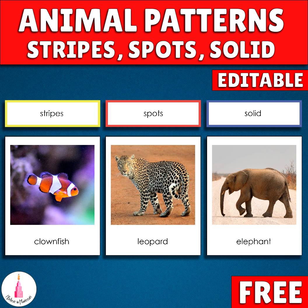 FREE Animal Patterns Sorting Activity - I Believe in Montessori