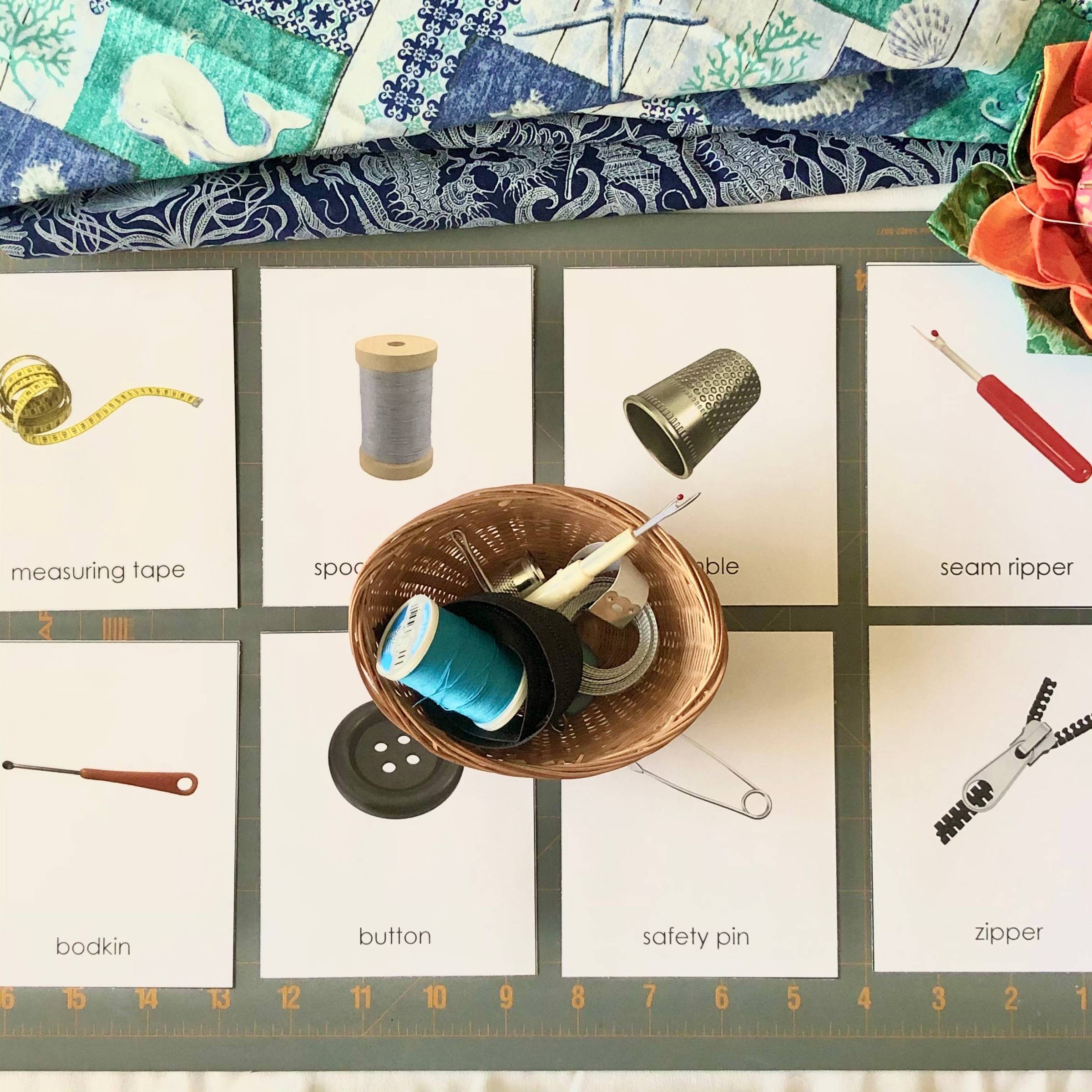 Sewing Montessori Activity Ideas with FREE 3part Cards I Believe in