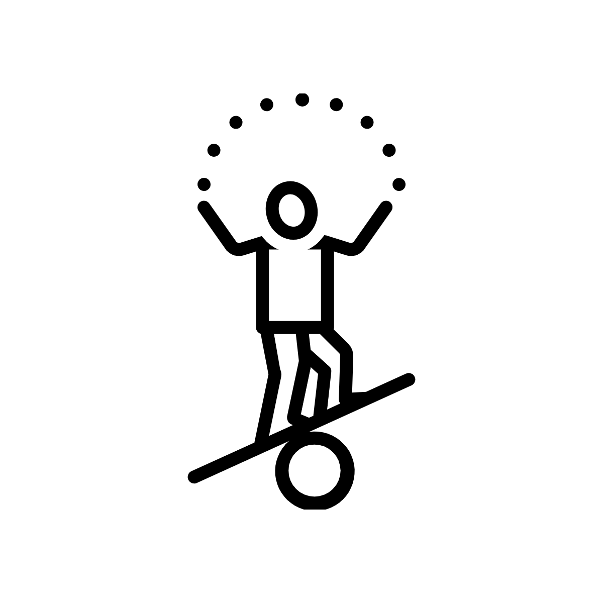 Icon, Juggler balancing on a board and ball