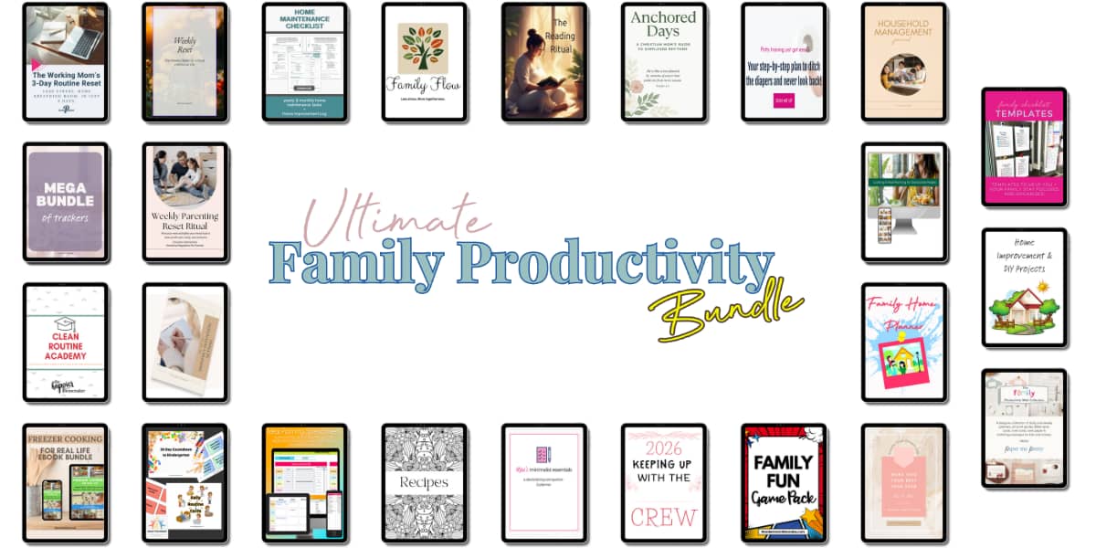 mock up of products for the family productivity bundle
