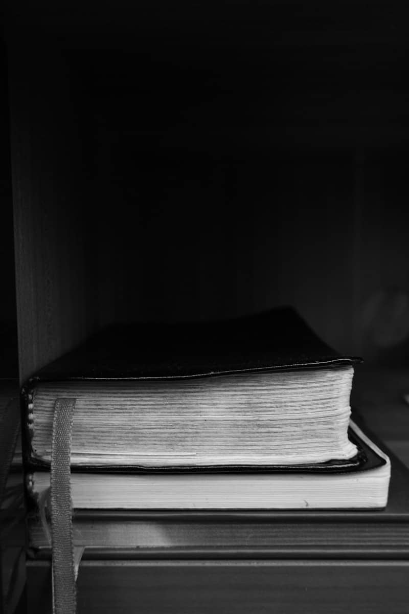 A stack of books sitting on top of a shelf