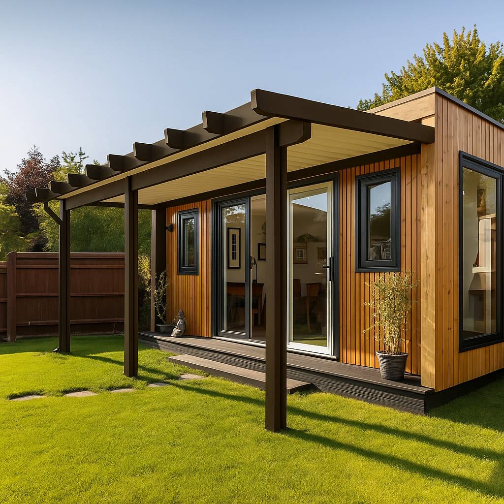 A photo-realistic image of a lead’s future backyard, showing their Patio3D design with full structural accuracy.