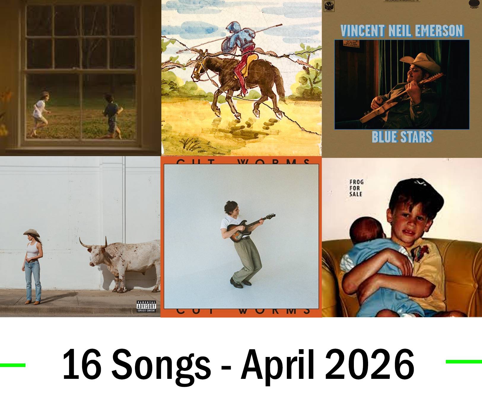 album covers and "16 Songs - April 2026"