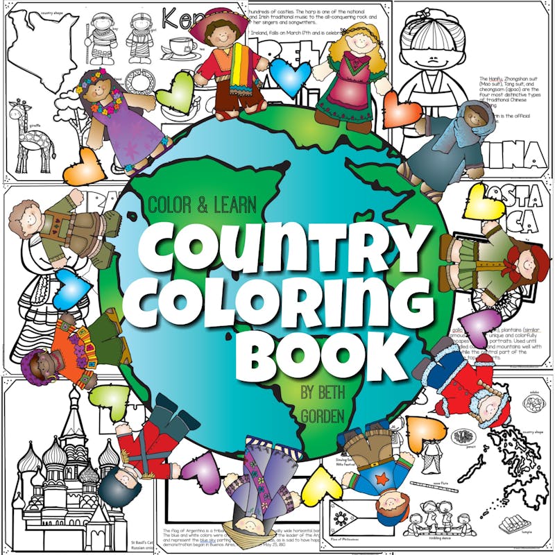 A to Z Countries Flags Coloring Book: ABC Nations and Flags from A to Z -  For