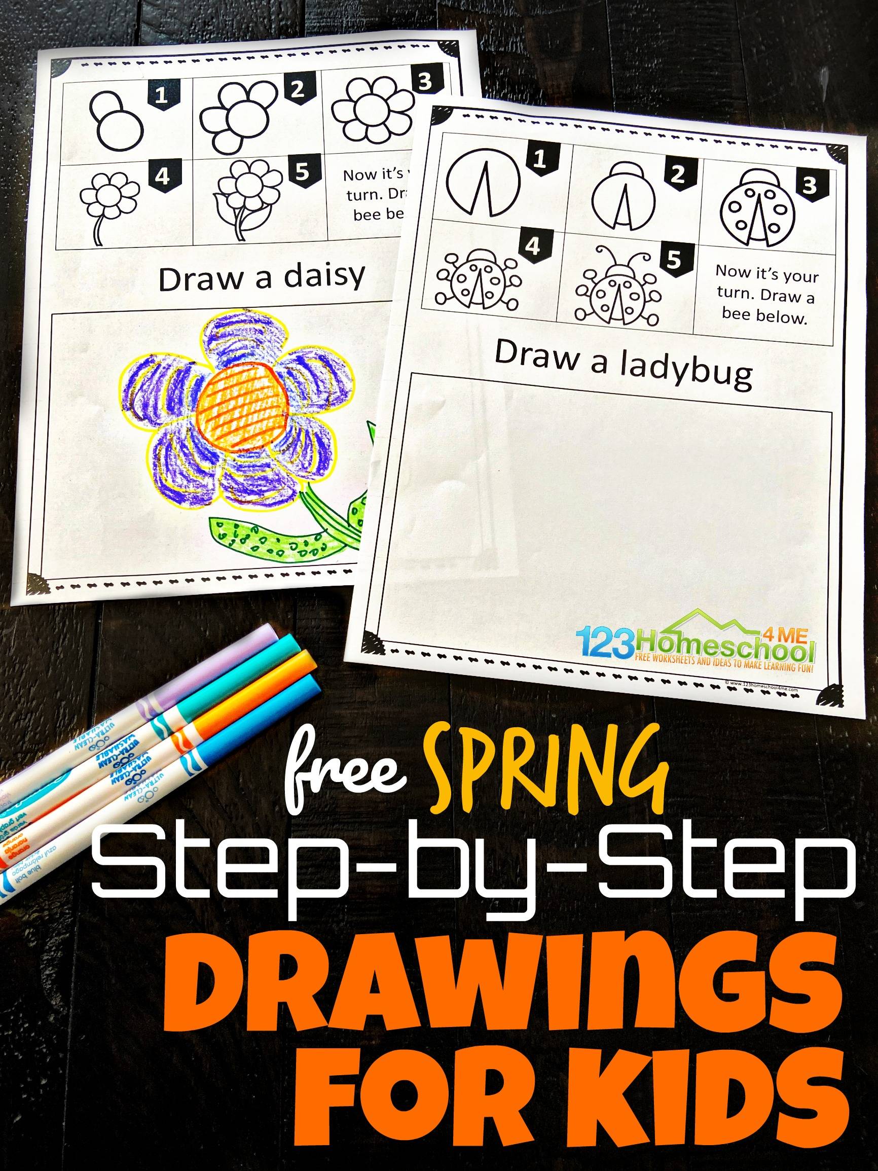 free printable spring directed drawing worksheets for kids