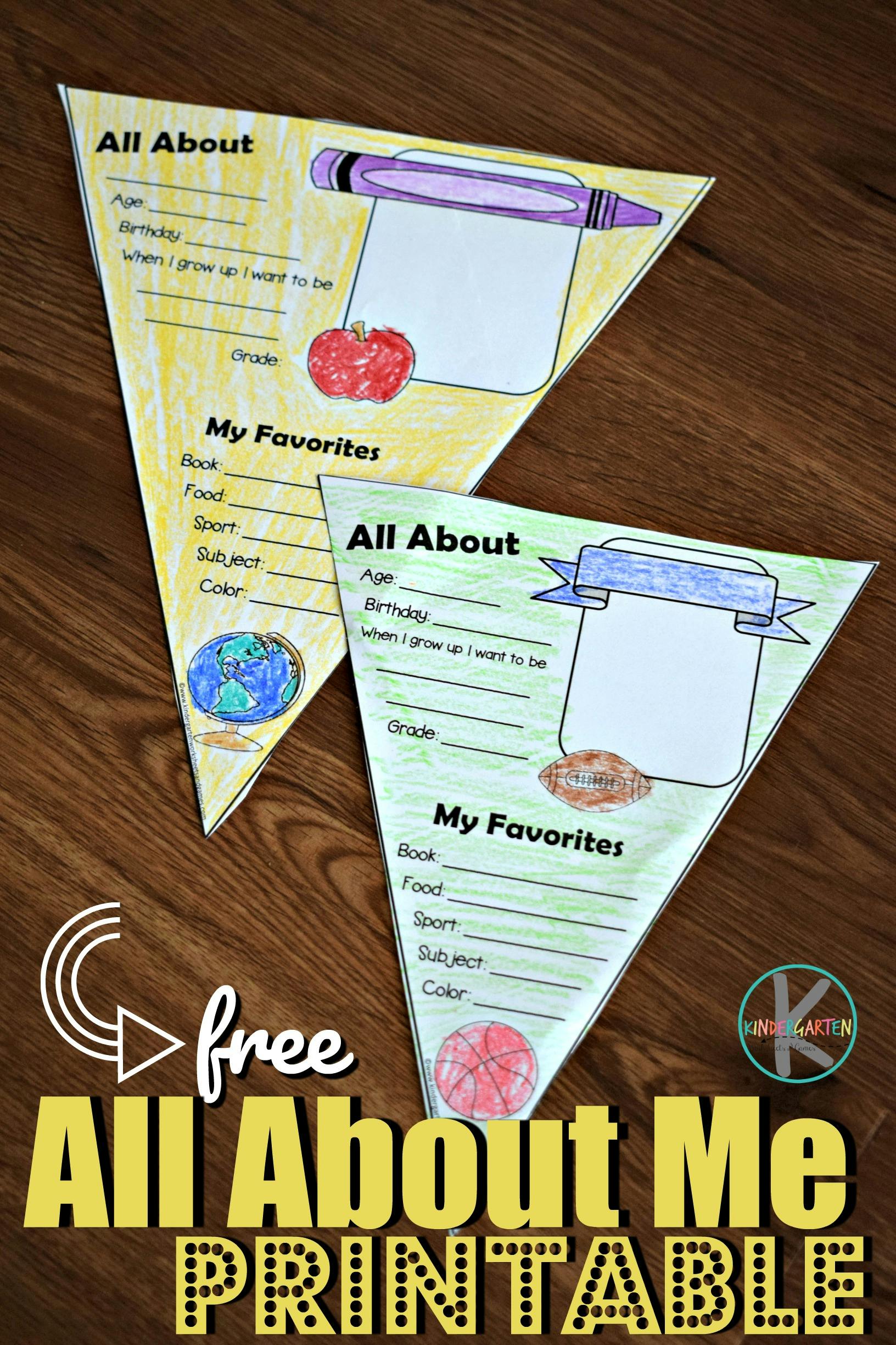 all about me preschool printable poster