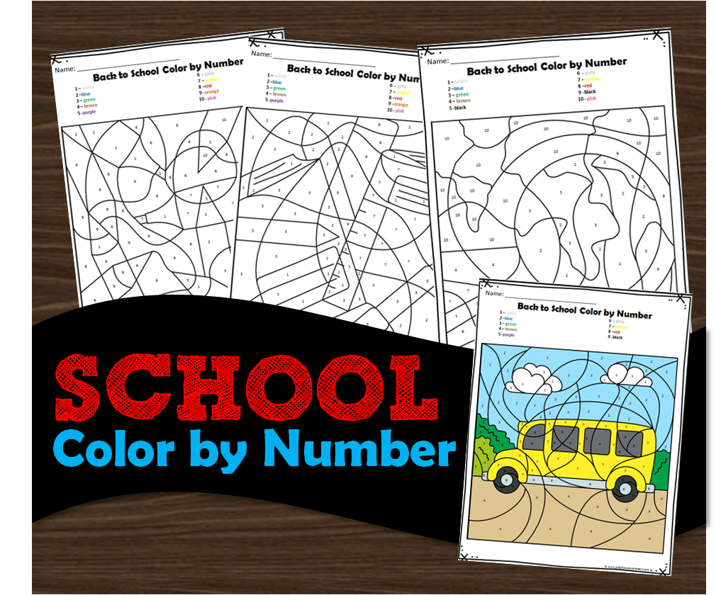 Back to School Color by Number Coloring Sheets - Our Kid Things