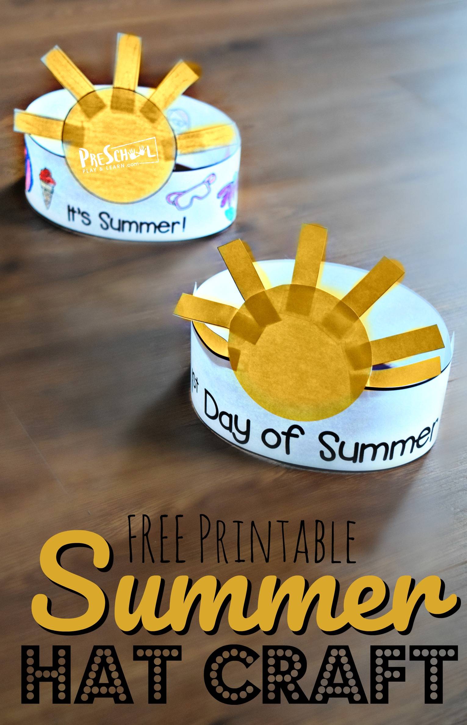 Printable Summer Sun Hat Crafts for Preschoolers