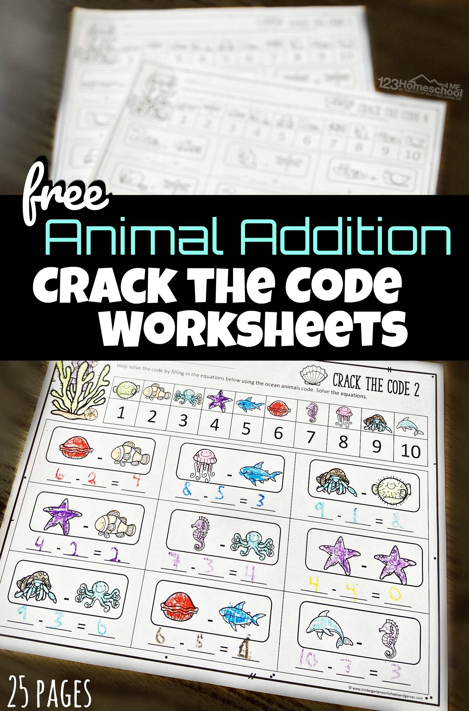 free crack the code kindergarten addition math worksheet s