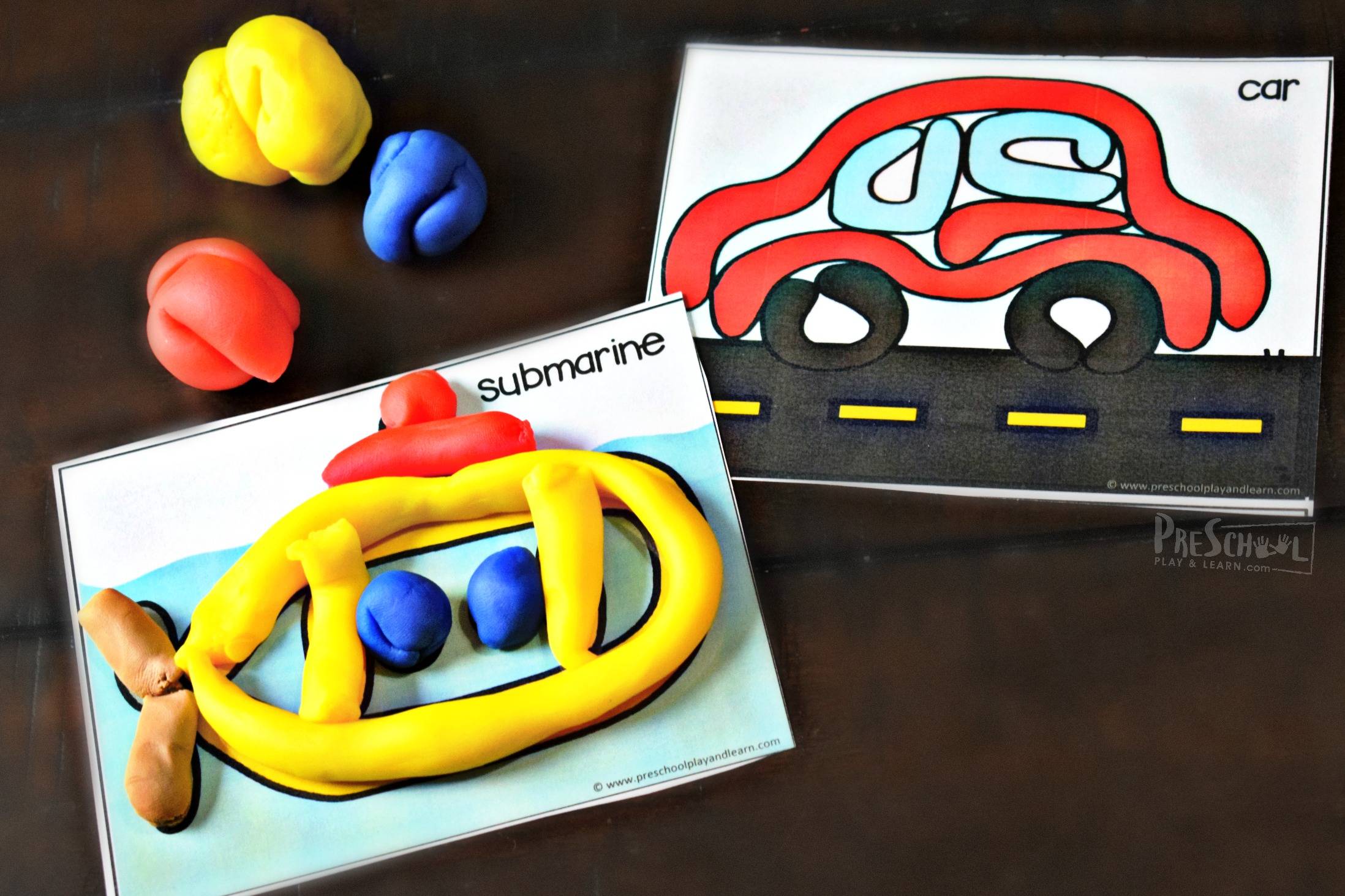 Transportation Play Dough Mats Digital Download, Printable Play