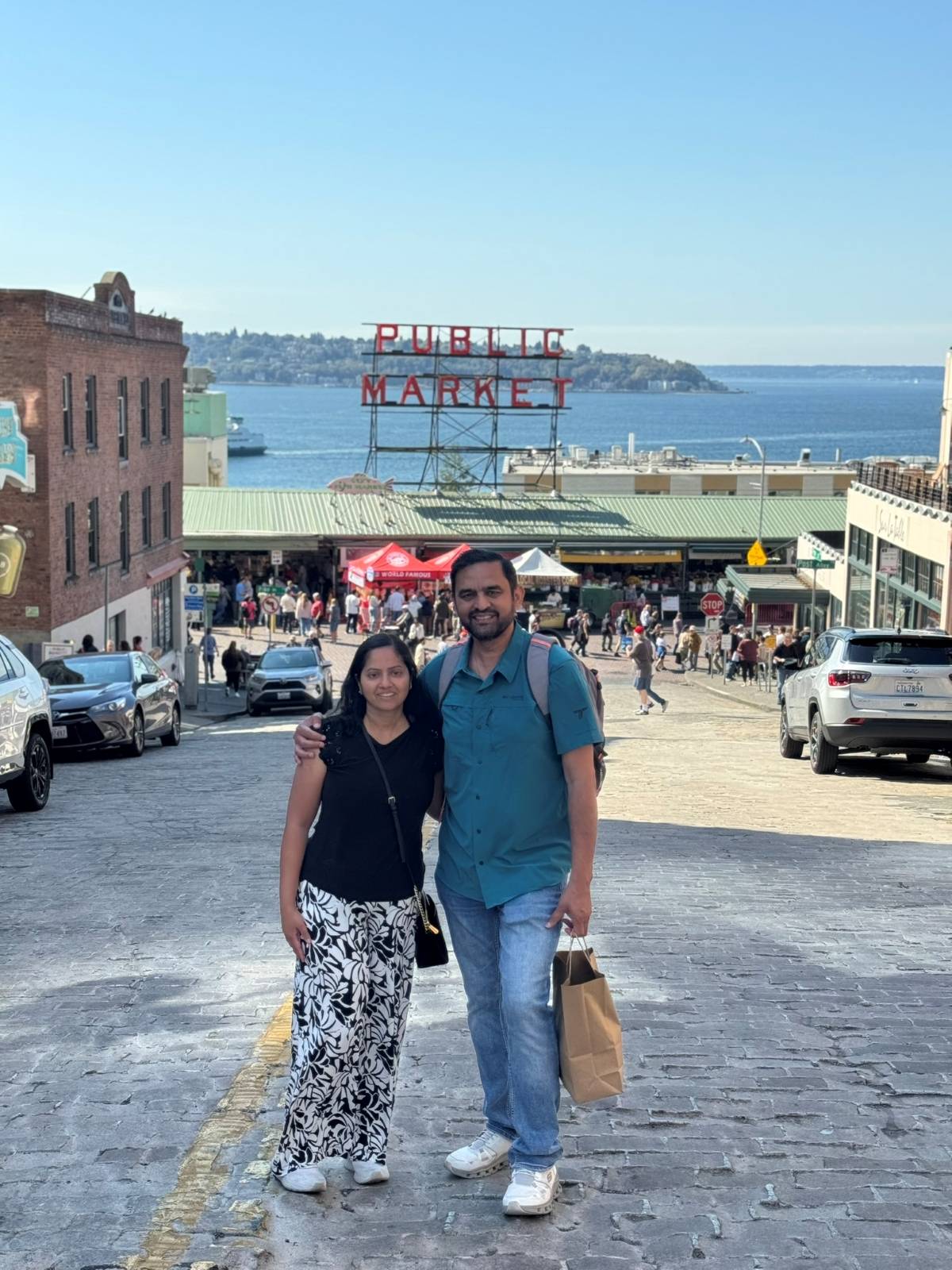 A couple at Seattle's Pike Place Market