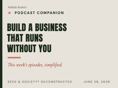 Podcast Companion cover: build a business that runs without you. This week's episodes, simplified.