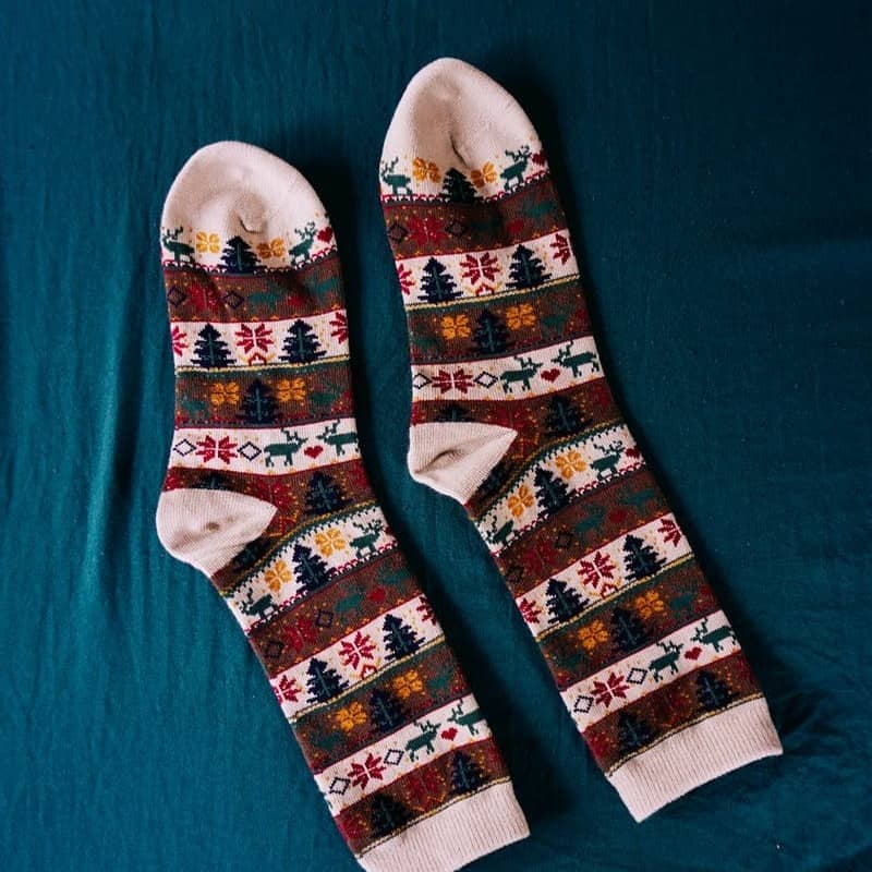 white red and blue socks