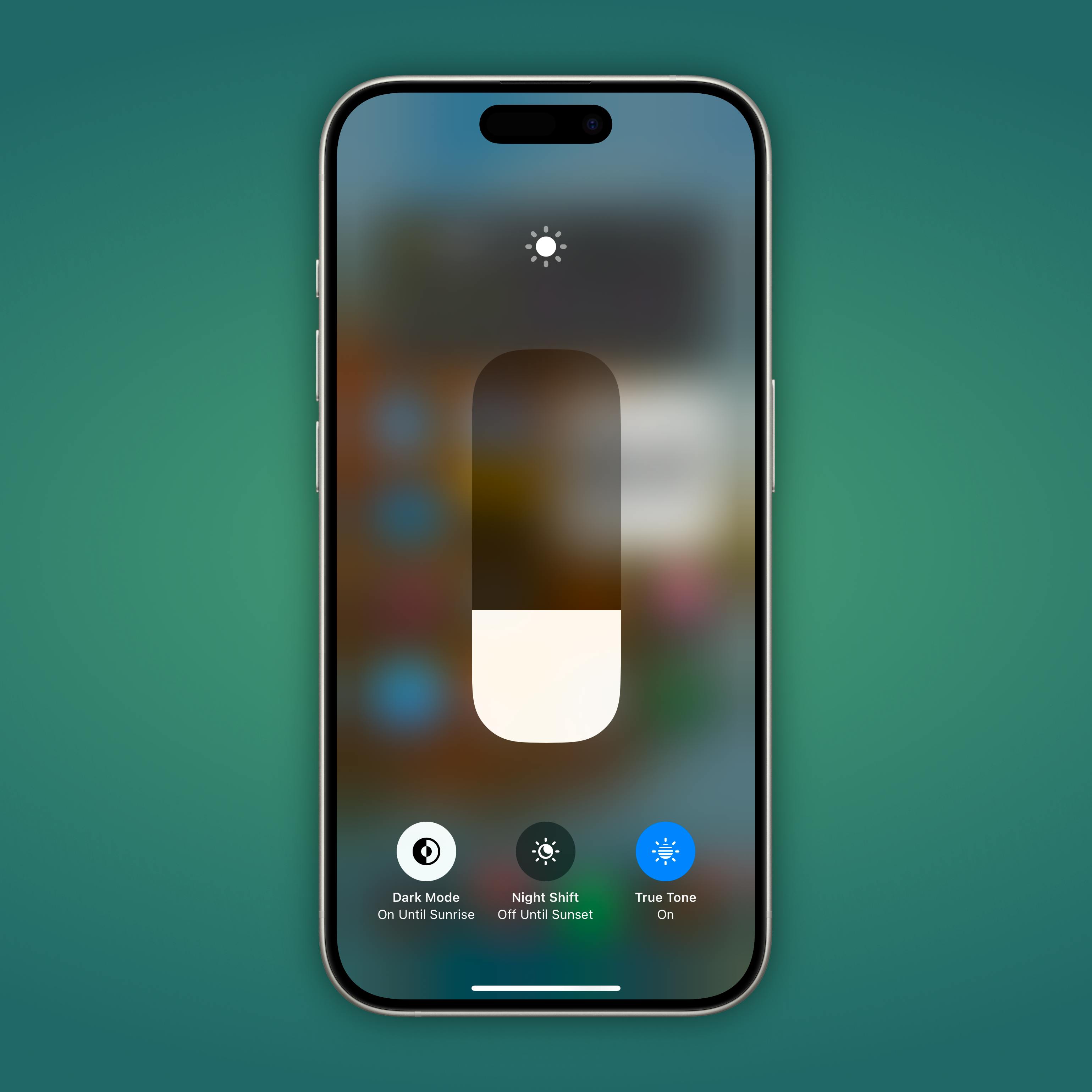 a green gradient background with an iPhone in the center and Control Center 