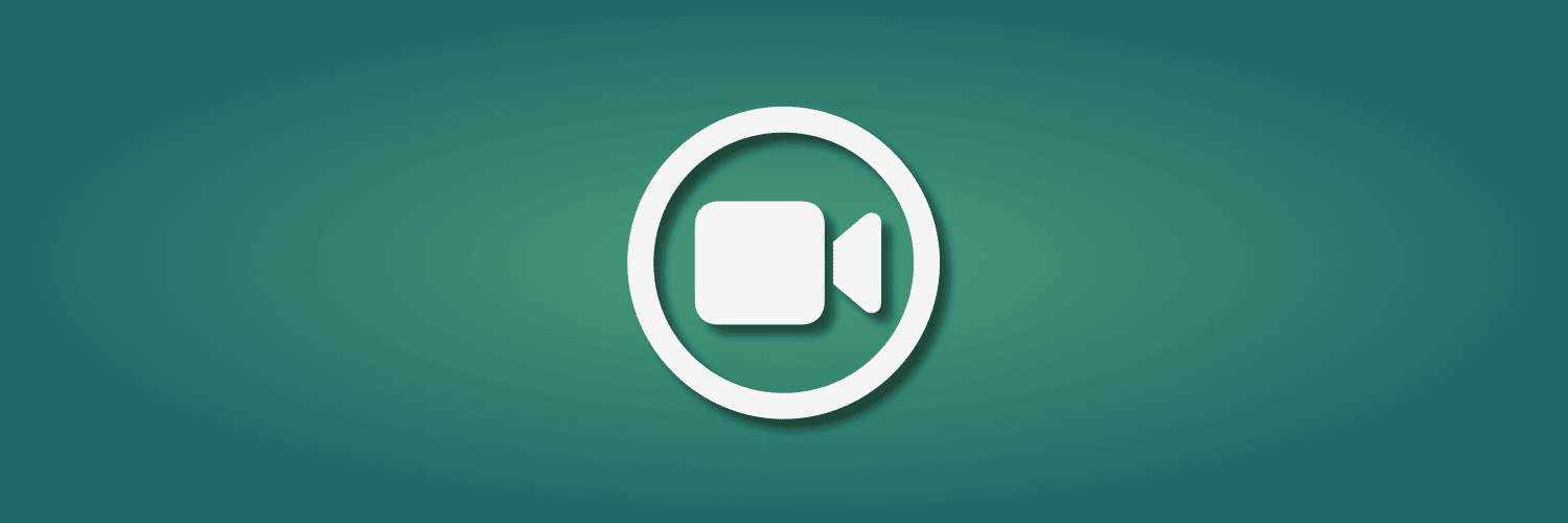 green gradient background with a video icon in the center