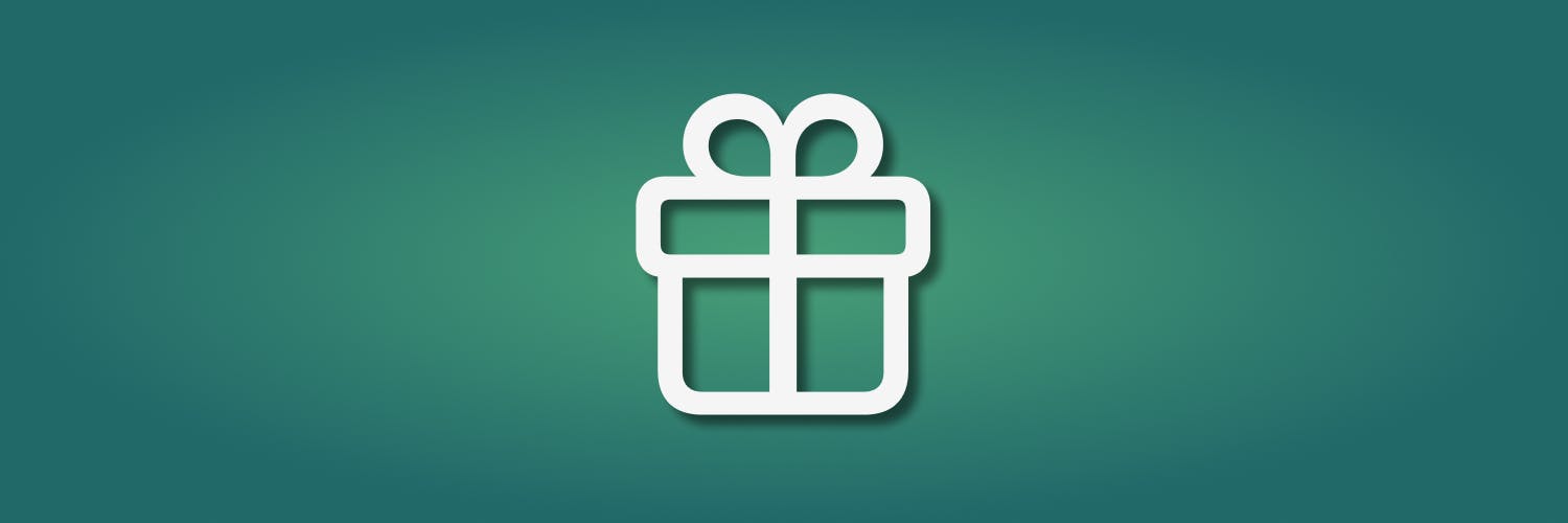 a green gradient background with a white gift icon in the center