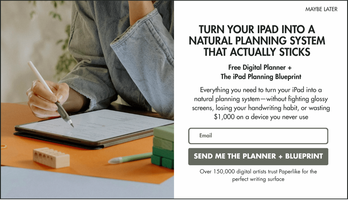 Improved popup: Turn your iPad into a natural planning system. Free Digital Planner plus iPad Planning Blueprint email course.