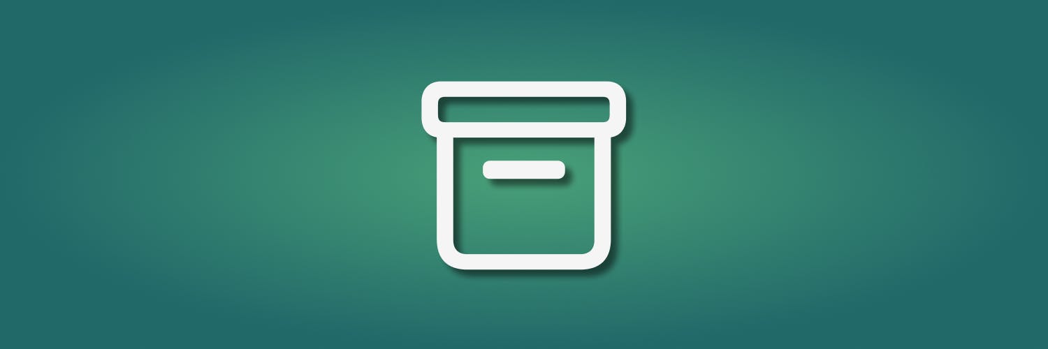 green gradient background with a white storage box icon in the center