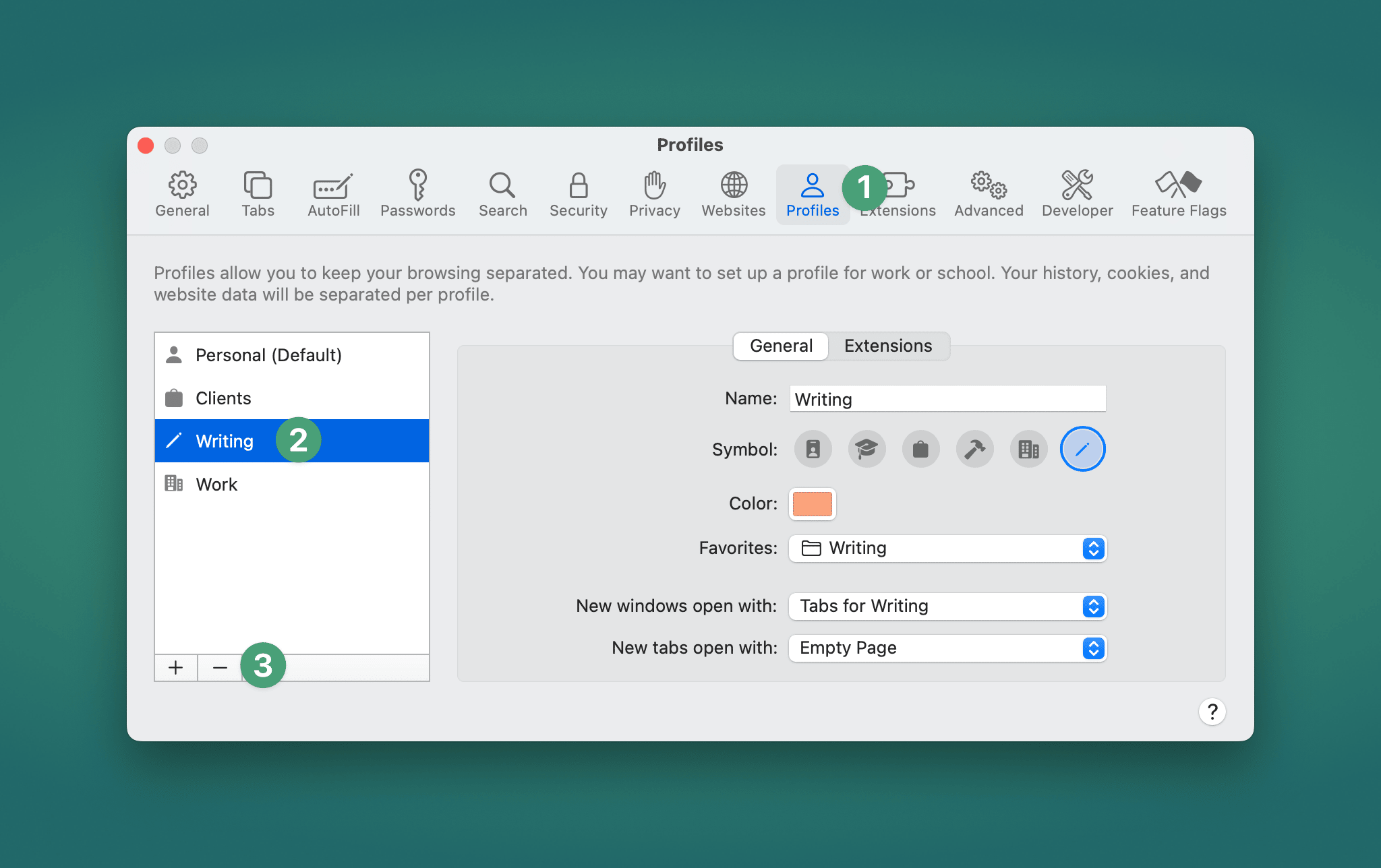 screenshot of a Safari Settings window on macOS