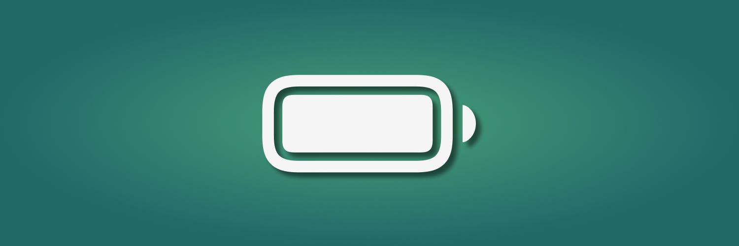 a green gradient background with a white full battery icon in the center