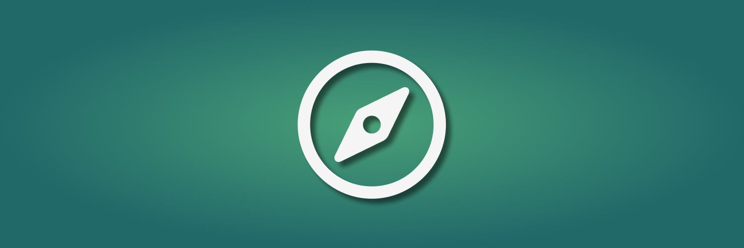 green gradient background with a white compass icon in the center