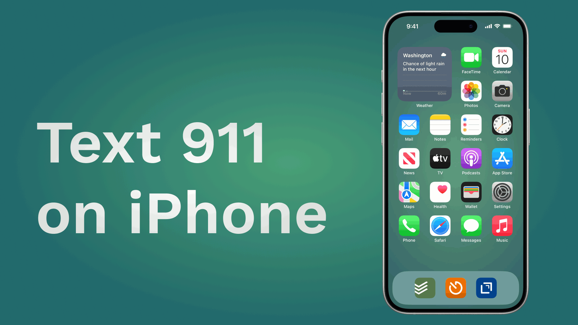 iPhone screen displaying 'Text 911' button, enabling users to send emergency messages via text.