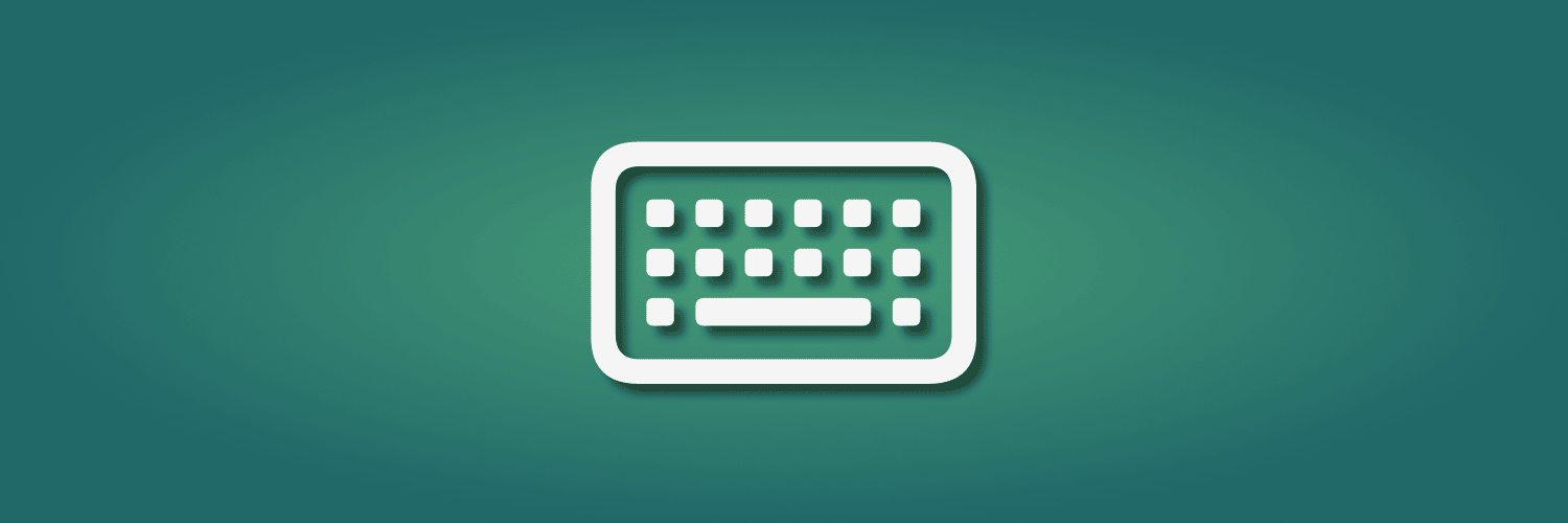green gradient background with a white keyboard icon in the center