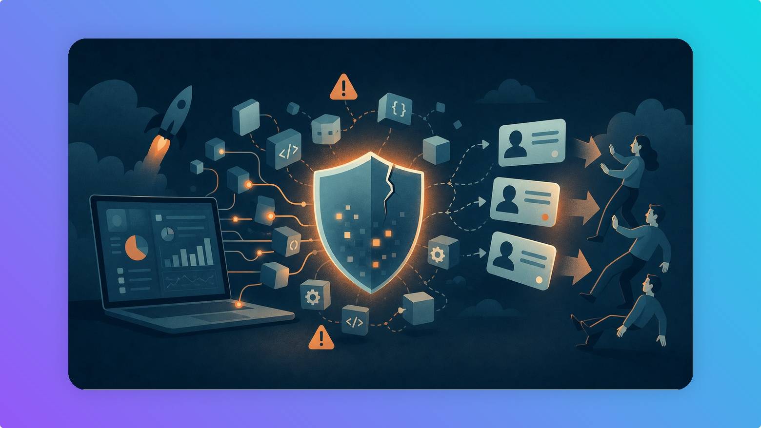 A fast-growing AI startup juggling open-source software blocks as one cracked block threatens the whole stack.