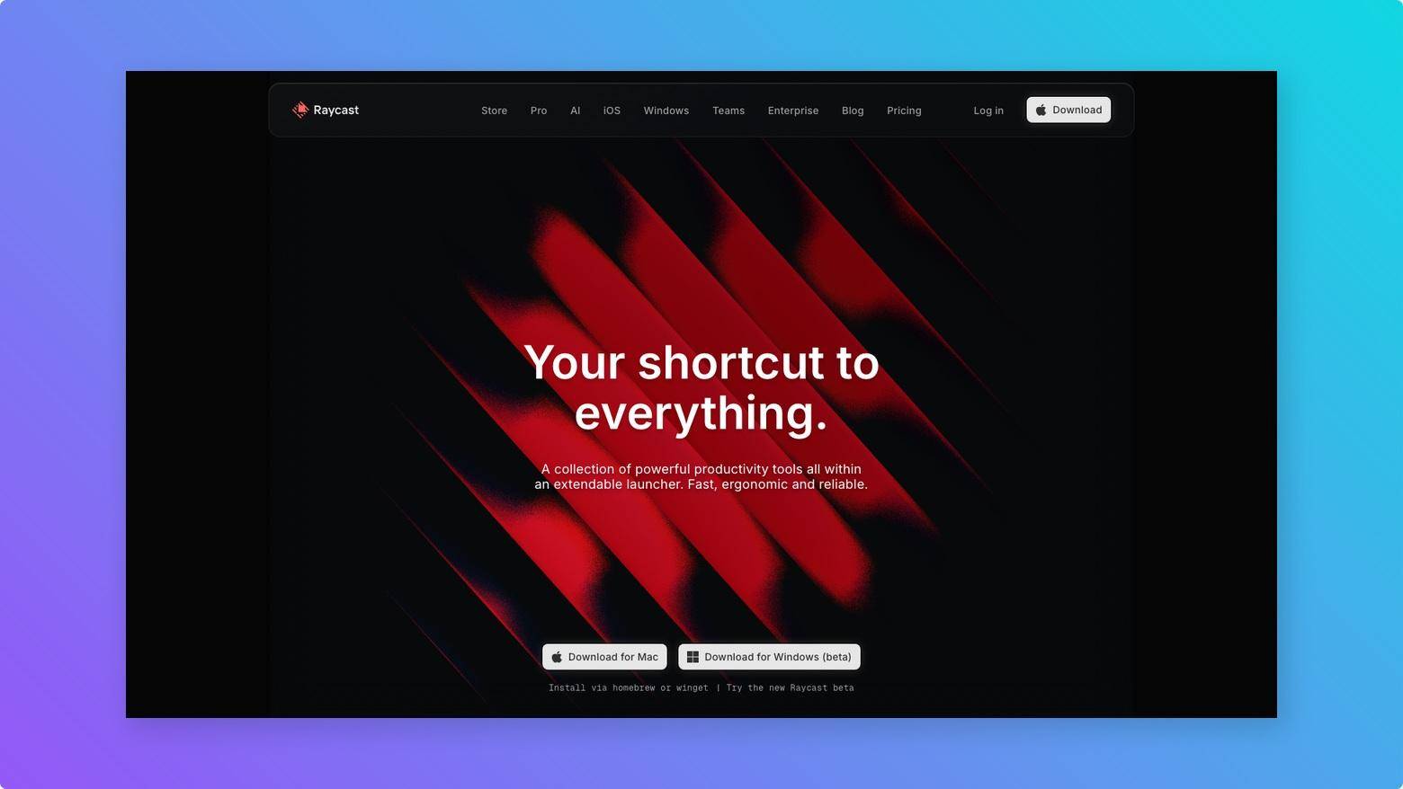 Raycast homepage